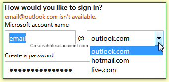 create new email address hotmail